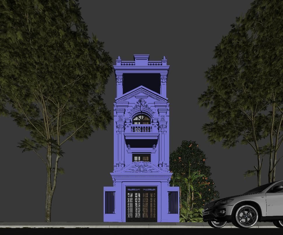 Classic House Exterior 3d Scene V-ray rendering 3D model_7