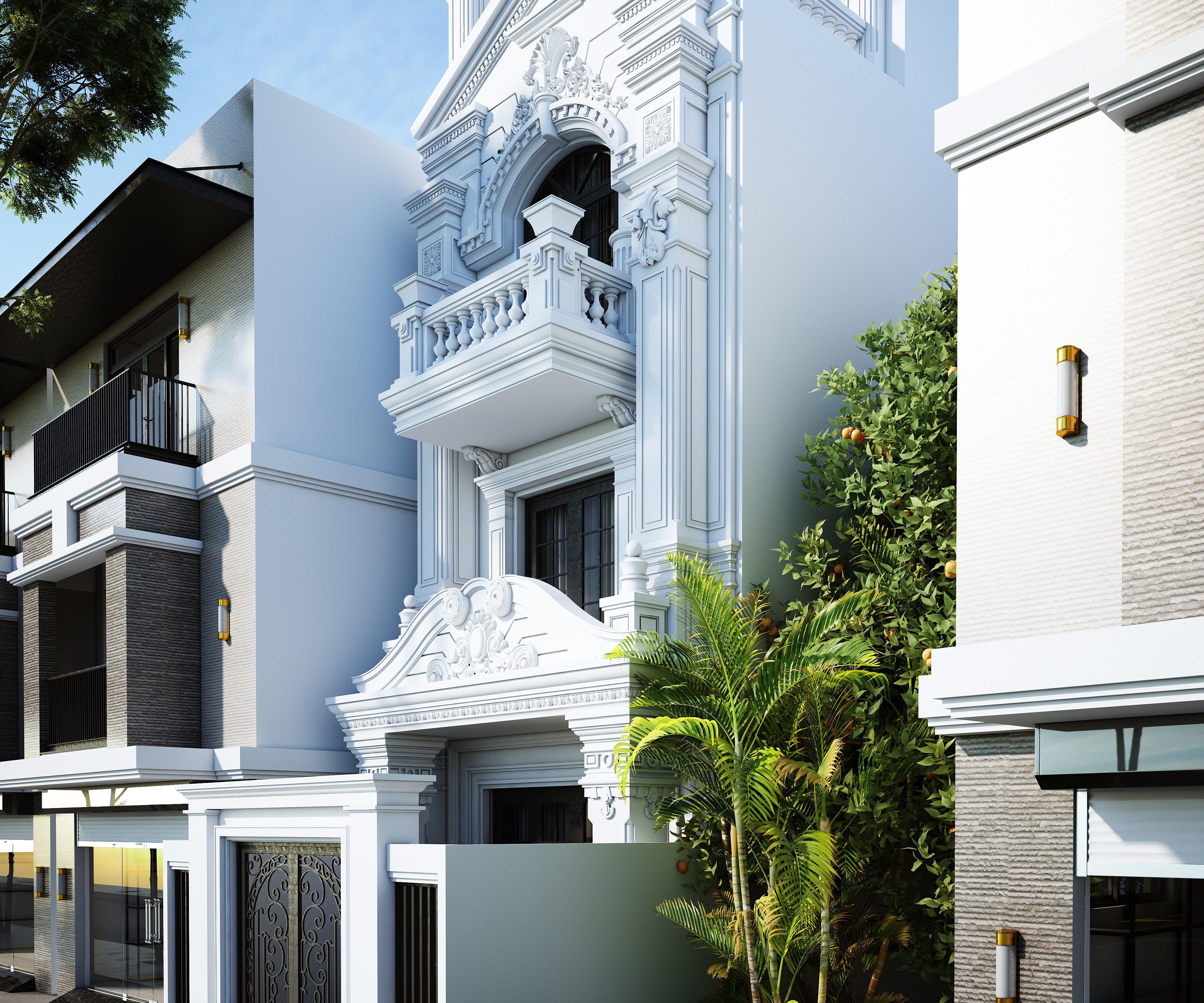 Classic House Exterior 3d Scene V-ray rendering 3D model_5