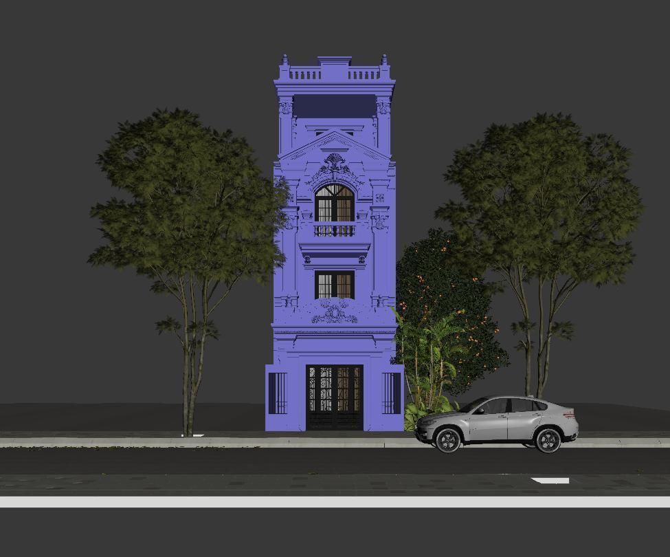 Classic House Exterior 3d Scene V-ray rendering 3D model_10