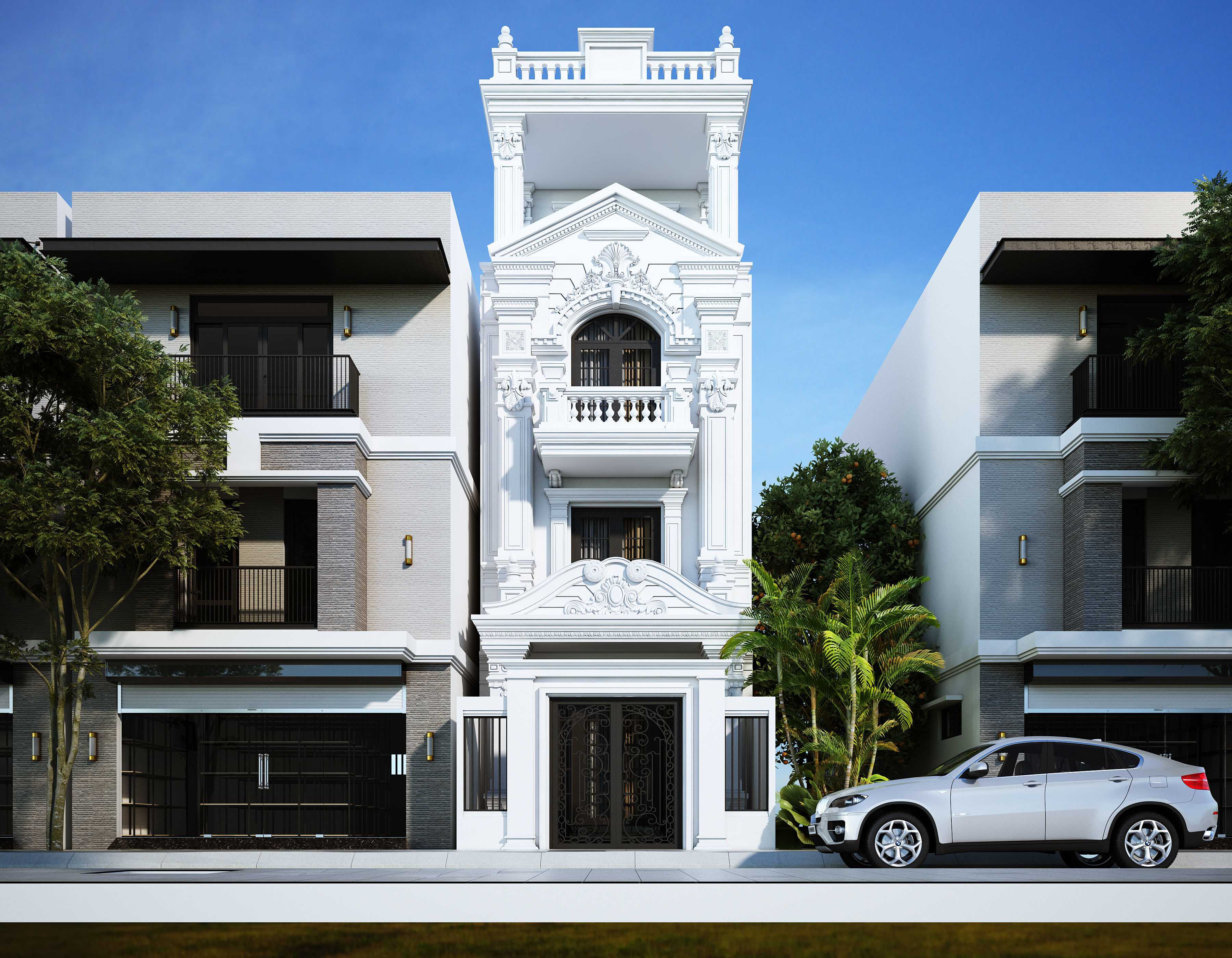 Classic House Exterior 3d Scene V-ray rendering 3D model_4