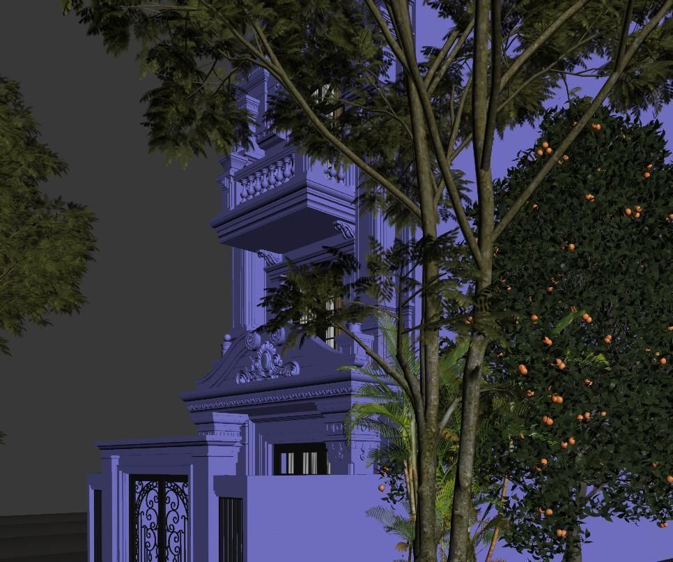 Classic House Exterior 3d Scene V-ray rendering 3D model_8