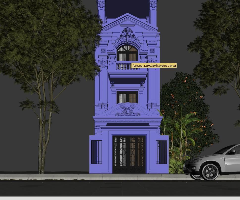 Classic House Exterior 3d Scene V-ray rendering 3D model_11