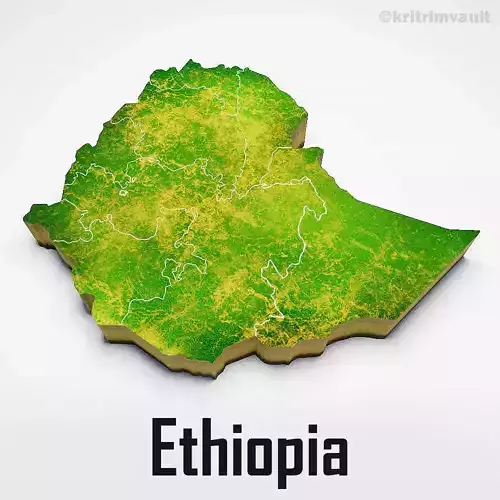 Ethiopia country map 3d model