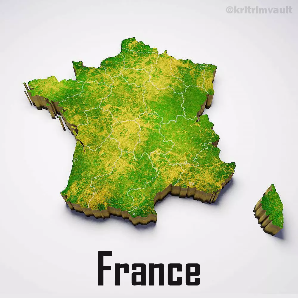 France country map 3d model 3D model_0