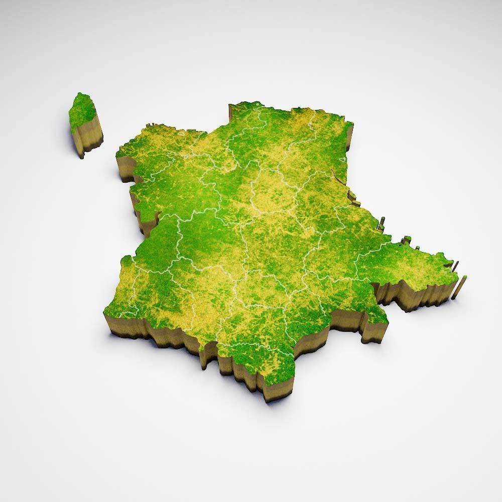 France country map 3d model 3D model_2