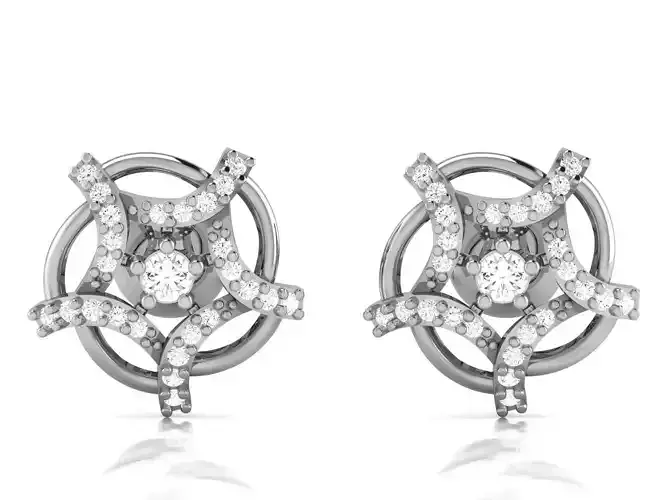 Women Studs Earrings 3dm STL FBX OBJ Render Detail