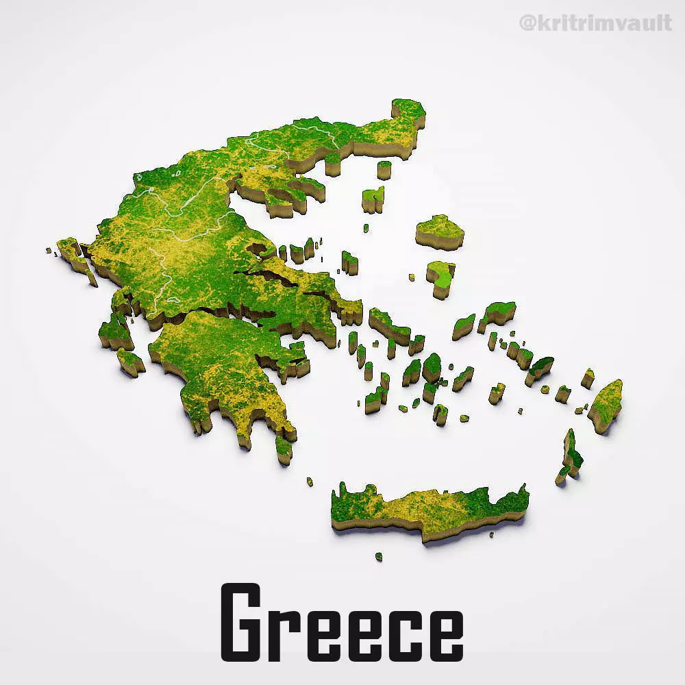 Greece country map 3d model 3D model