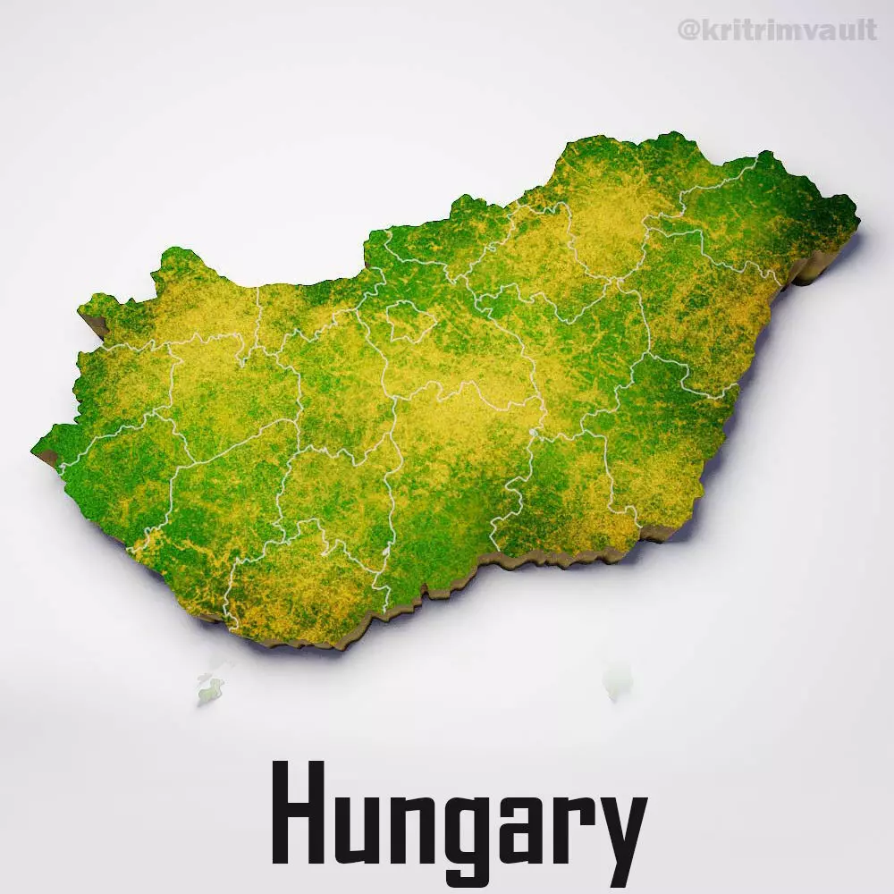 Hungary country map 3d model 3D model_0