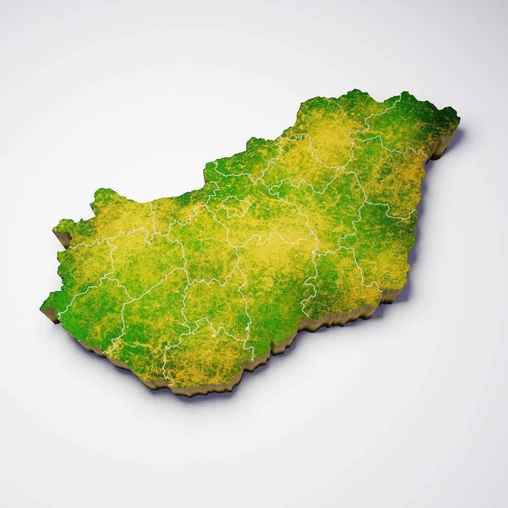 Hungary country map 3d model 3D model_3