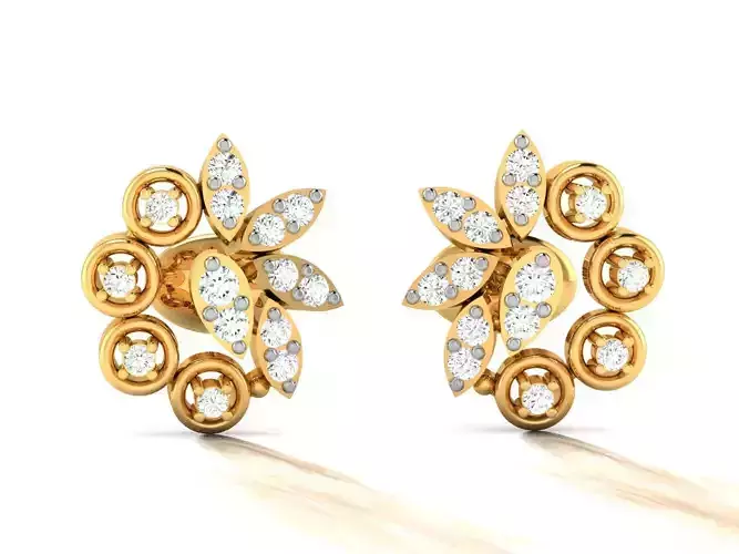 Women Studs Earrings 3dm STL FBX OBJ Render Detail