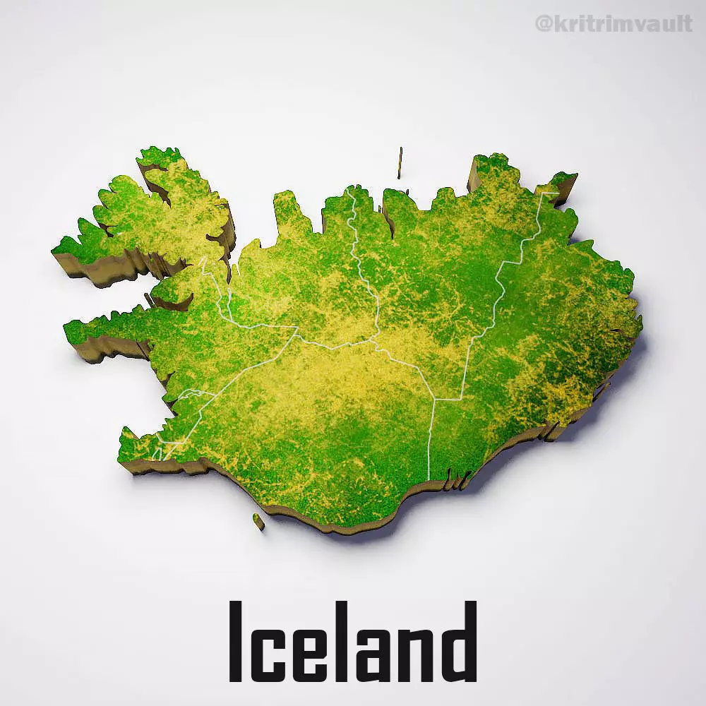 Iceland country map 3d model 3D model_0