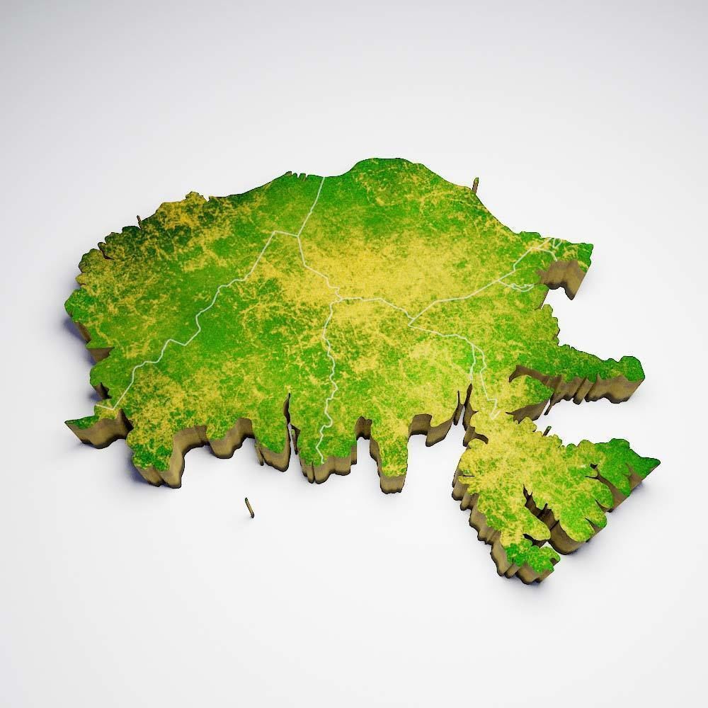Iceland country map 3d model 3D model_1