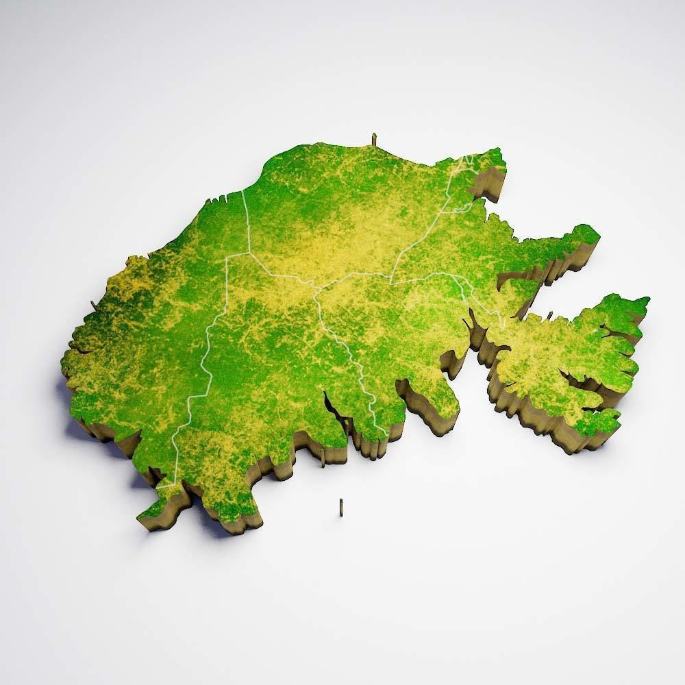 Iceland country map 3d model 3D model_2