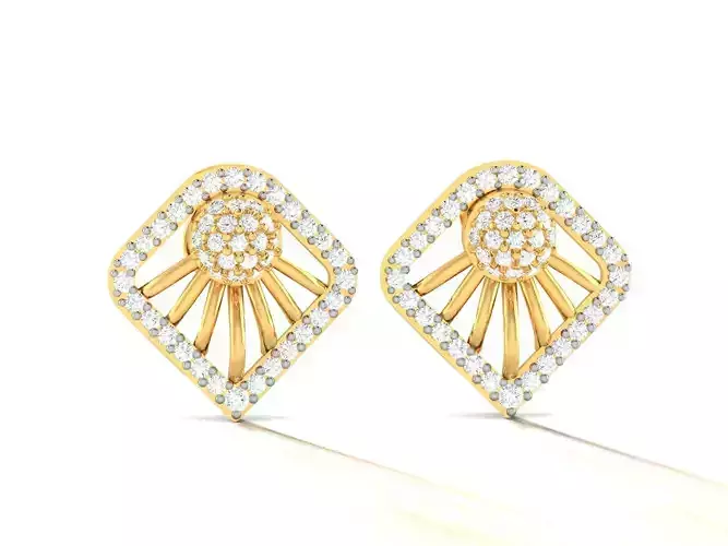 Women Studs Earrings 3dm STL FBX OBJ Render Detail