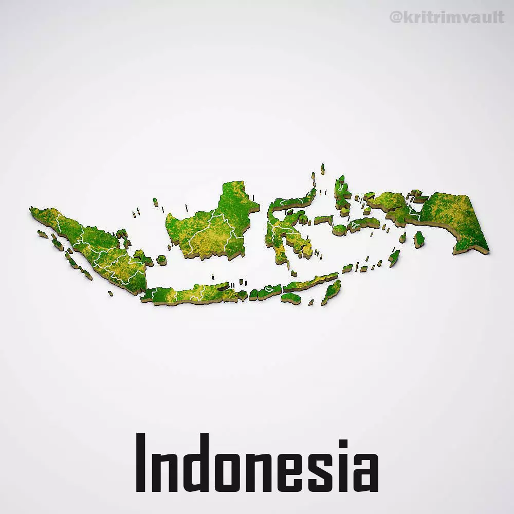 Indonesia country map 3d model 3D model_0