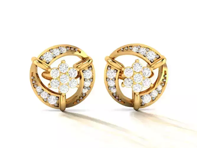 Women Studs Earrings 3dm STL FBX OBJ Render Detail