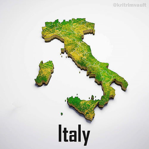 Italy country map 3d model 3D model