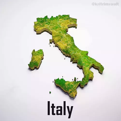 Italy country map 3d model