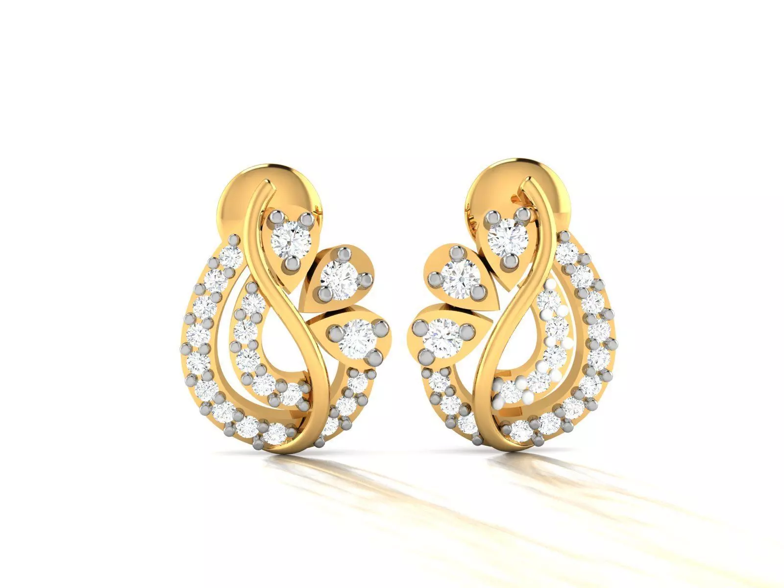 Studs Earrings for Women 3dm STL FBX OBJ Render Details 3D print model_0