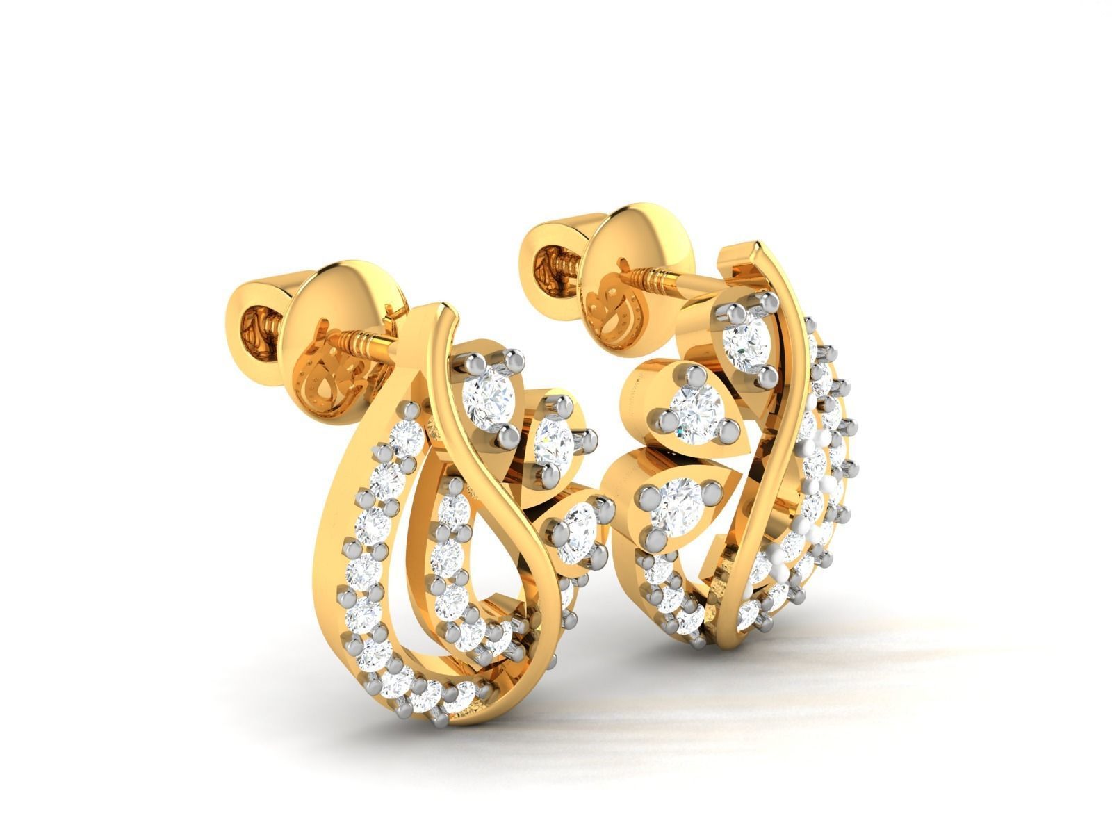 Studs Earrings for Women 3dm STL FBX OBJ Render Details 3D print model_3