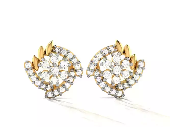 Studs Earrings for Women 3dm STL FBX OBJ Render Details 3D print model