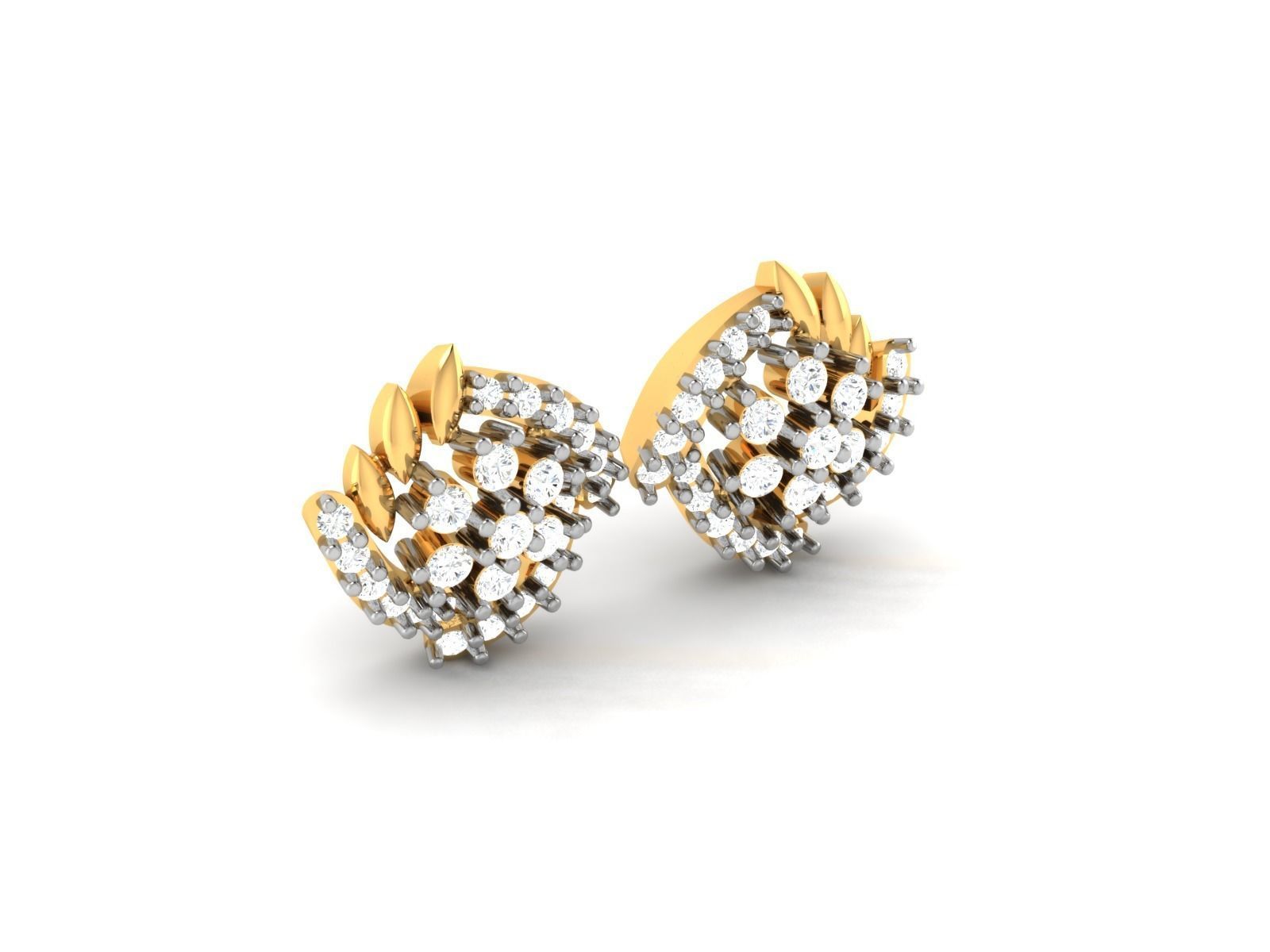 Studs Earrings for Women 3dm STL FBX OBJ Render Details 3D print model_3