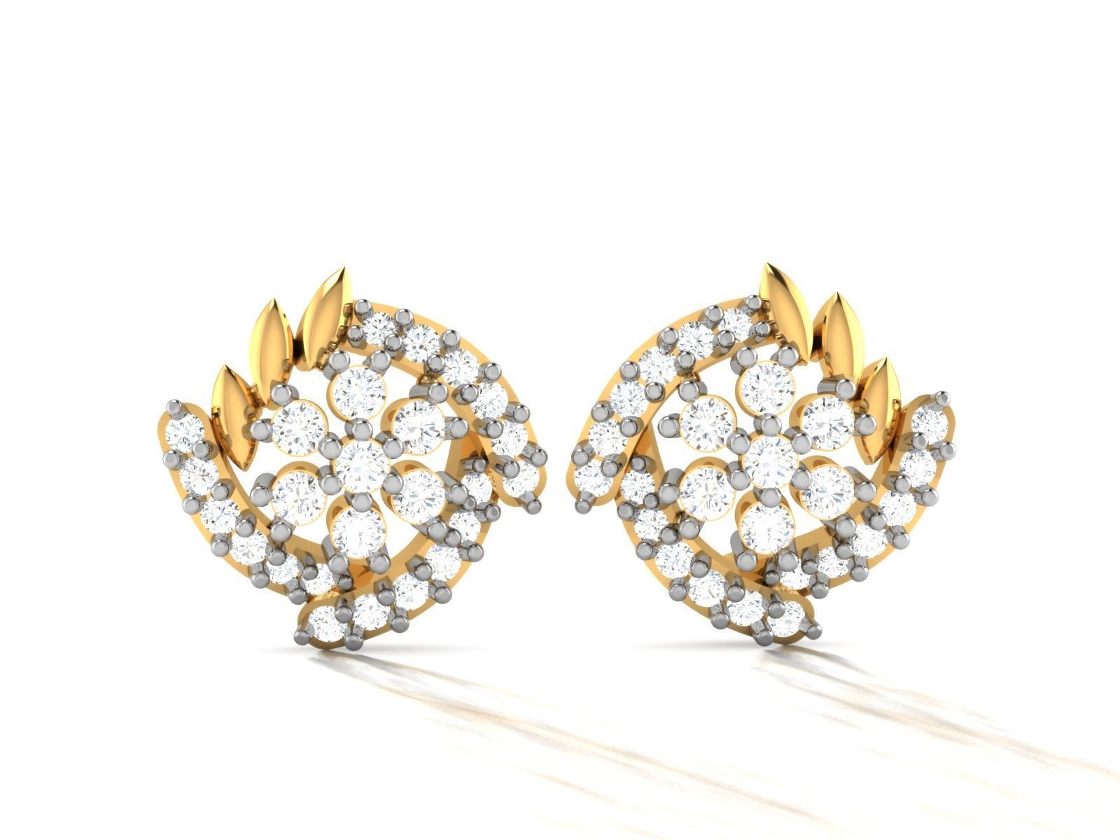 Studs Earrings for Women 3dm STL FBX OBJ Render Details 3D print model_1