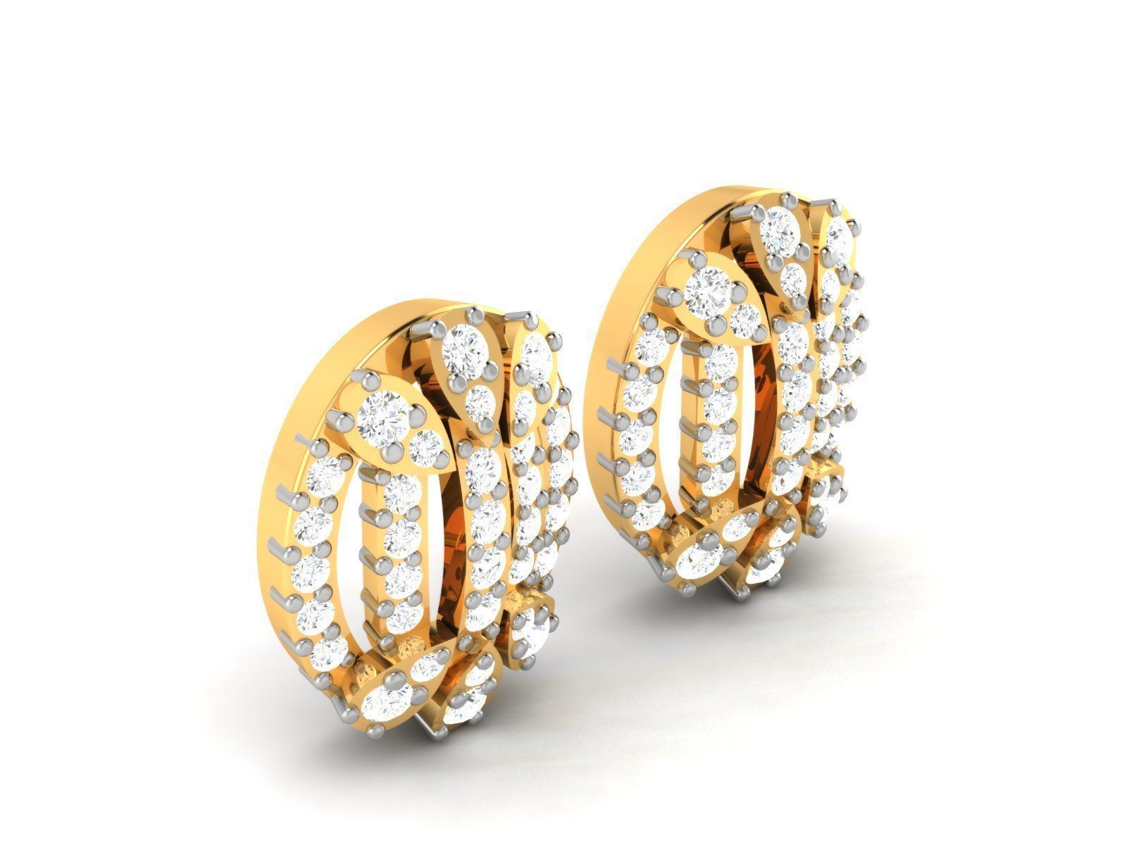 Studs Earrings for Women 3dm STL FBX OBJ Render Details 3D print model_4