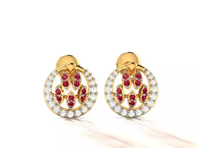 Studs Earrings for Women 3dm STL FBX OBJ Render Details 3D print model