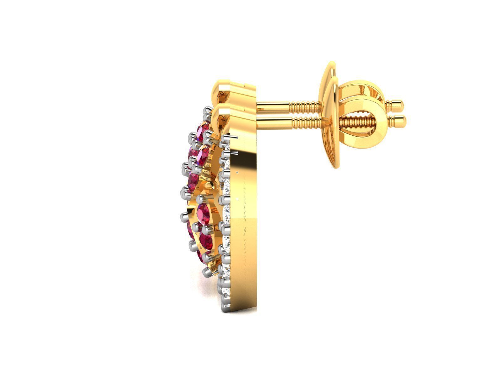 Studs Earrings for Women 3dm STL FBX OBJ Render Details 3D print model_4