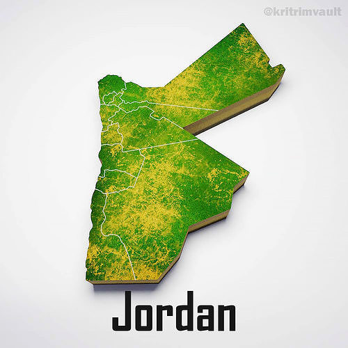 Jordan country map 3d model 3D model