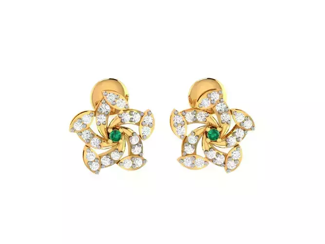 Studs Earrings for Women 3dm STL FBX OBJ Render Details 3D print model