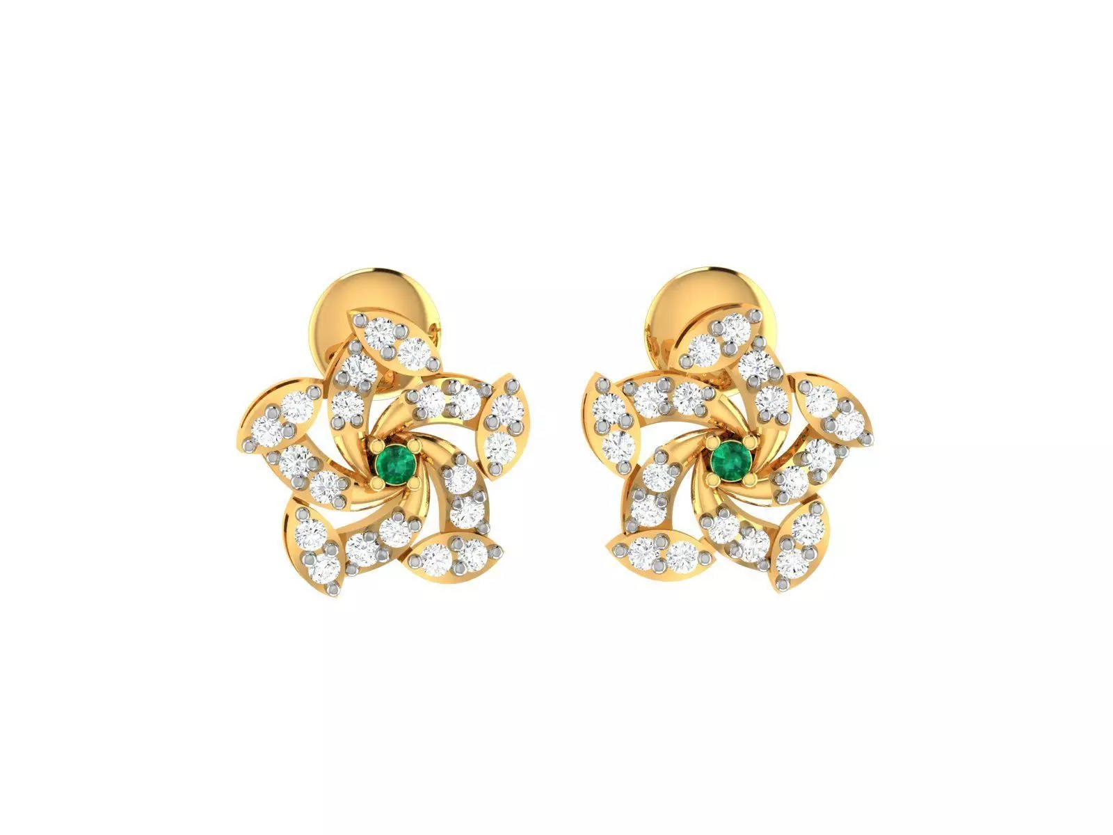 Studs Earrings for Women 3dm STL FBX OBJ Render Details 3D print model_0