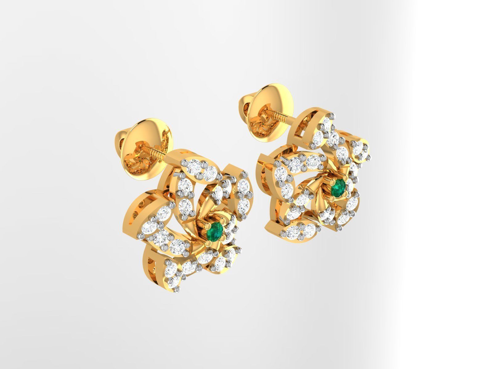 Studs Earrings for Women 3dm STL FBX OBJ Render Details 3D print model_4