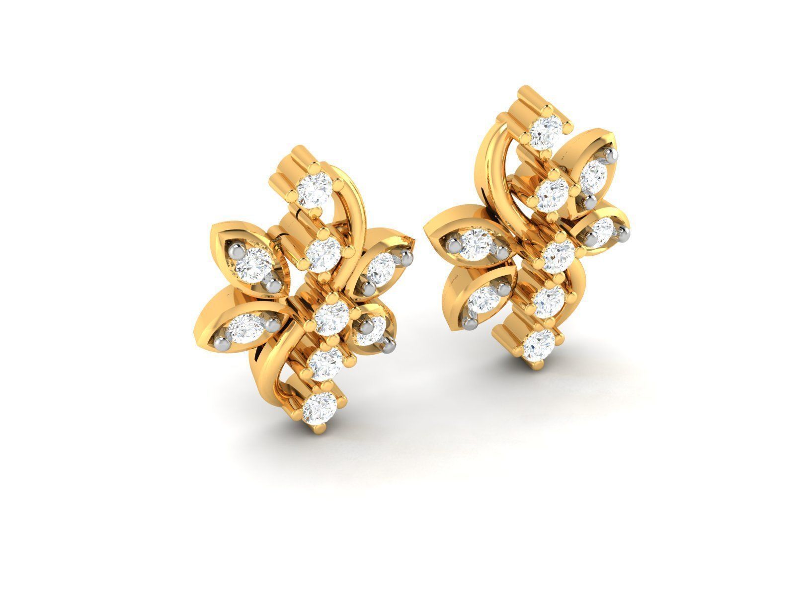 Studs Earrings for Women 3dm STL FBX OBJ Render Details 3D print model_4