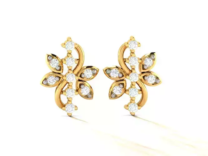 Studs Earrings for Women 3dm STL FBX OBJ Render Details 3D print model