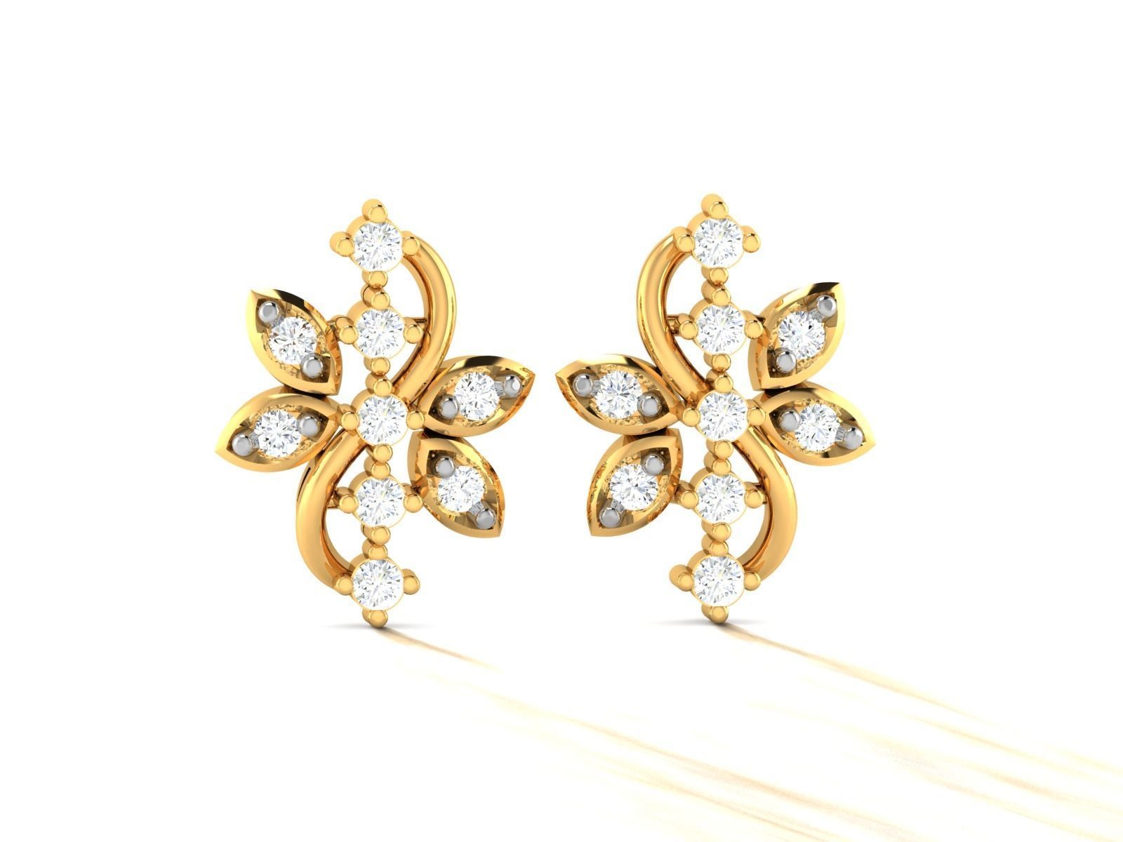 Studs Earrings for Women 3dm STL FBX OBJ Render Details 3D print model_1