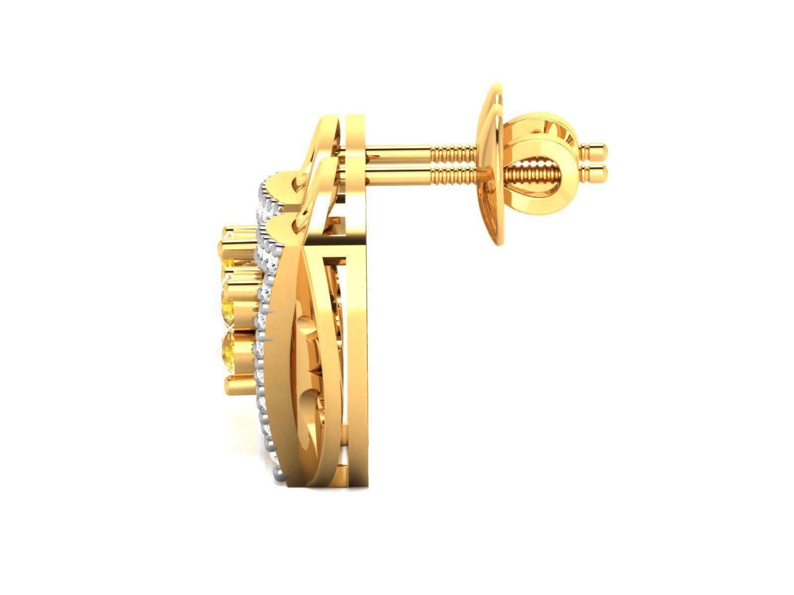 Studs Earrings 3dm STL FBX OBJ Render Details 3D print model_4