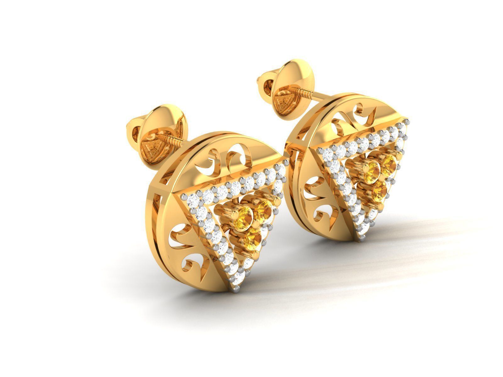 Studs Earrings 3dm STL FBX OBJ Render Details 3D print model_2