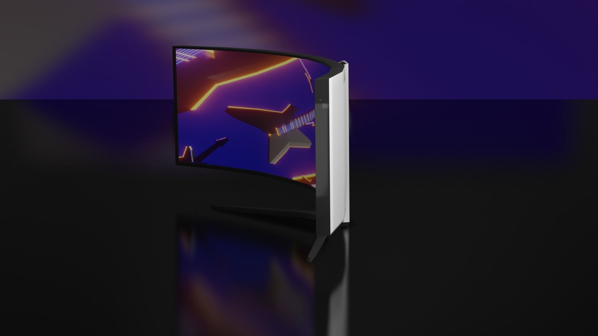 Ultra Wide Curved Monitor Low-poly 3D model_1