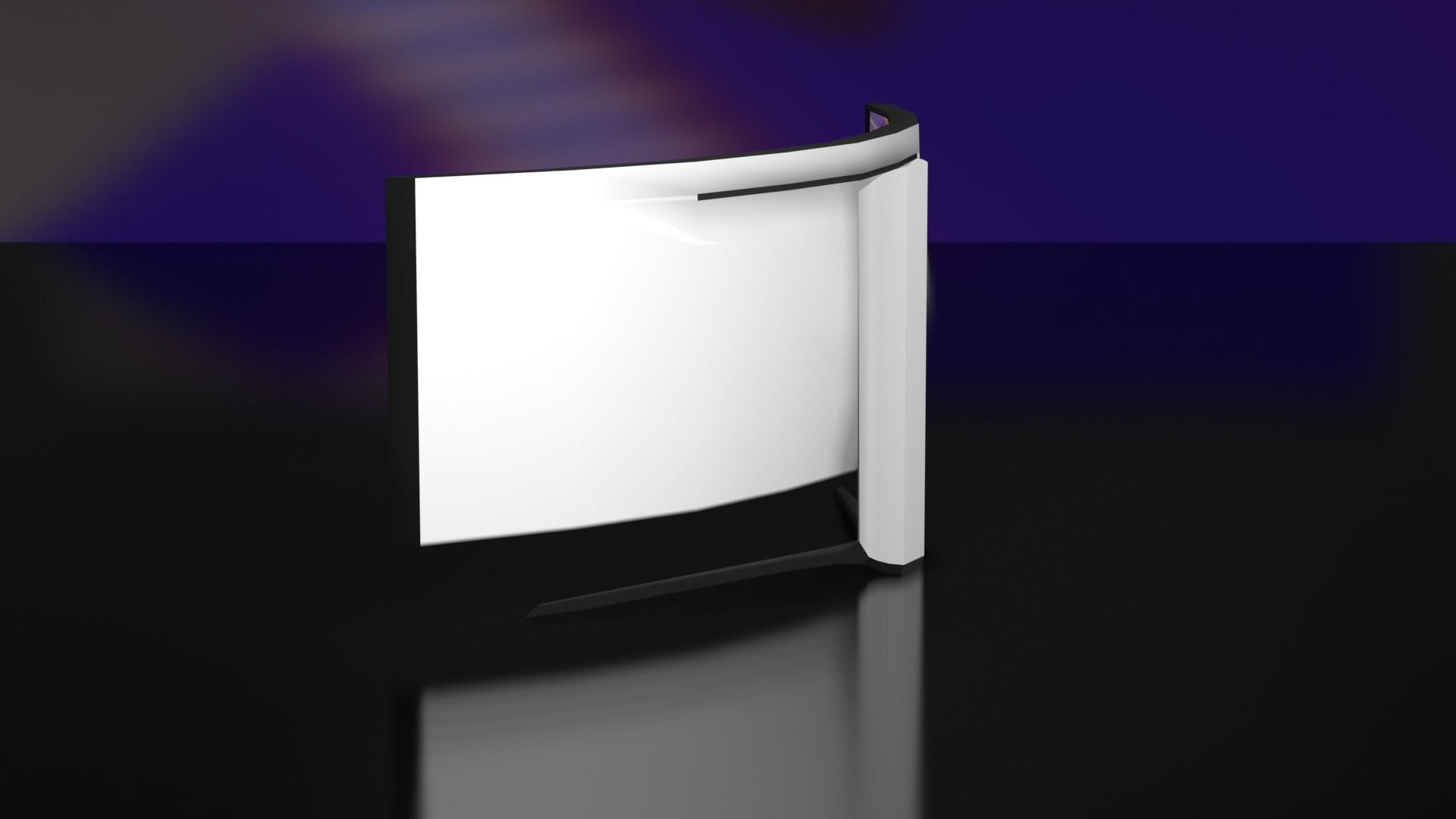 Ultra Wide Curved Monitor Low-poly 3D model_2