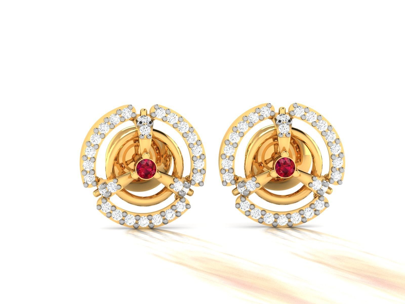 Studs Earrings 3dm STL FBX OBJ Render Details 3D print model_1