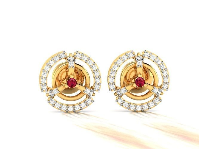 Studs Earrings 3dm STL FBX OBJ Render Details 3D print model