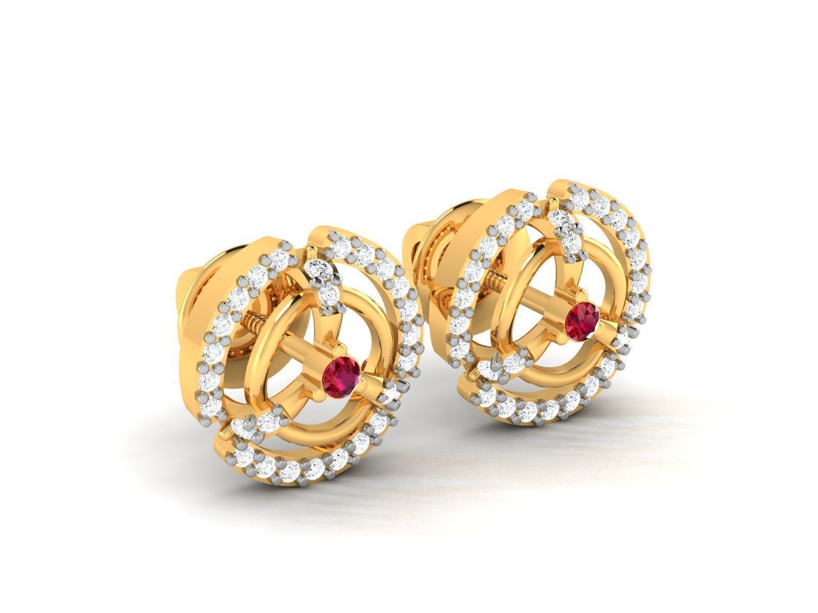 Studs Earrings 3dm STL FBX OBJ Render Details 3D print model_4