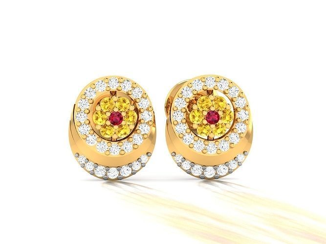 Studs Earrings 3dm STL FBX OBJ Render Details 3D print model