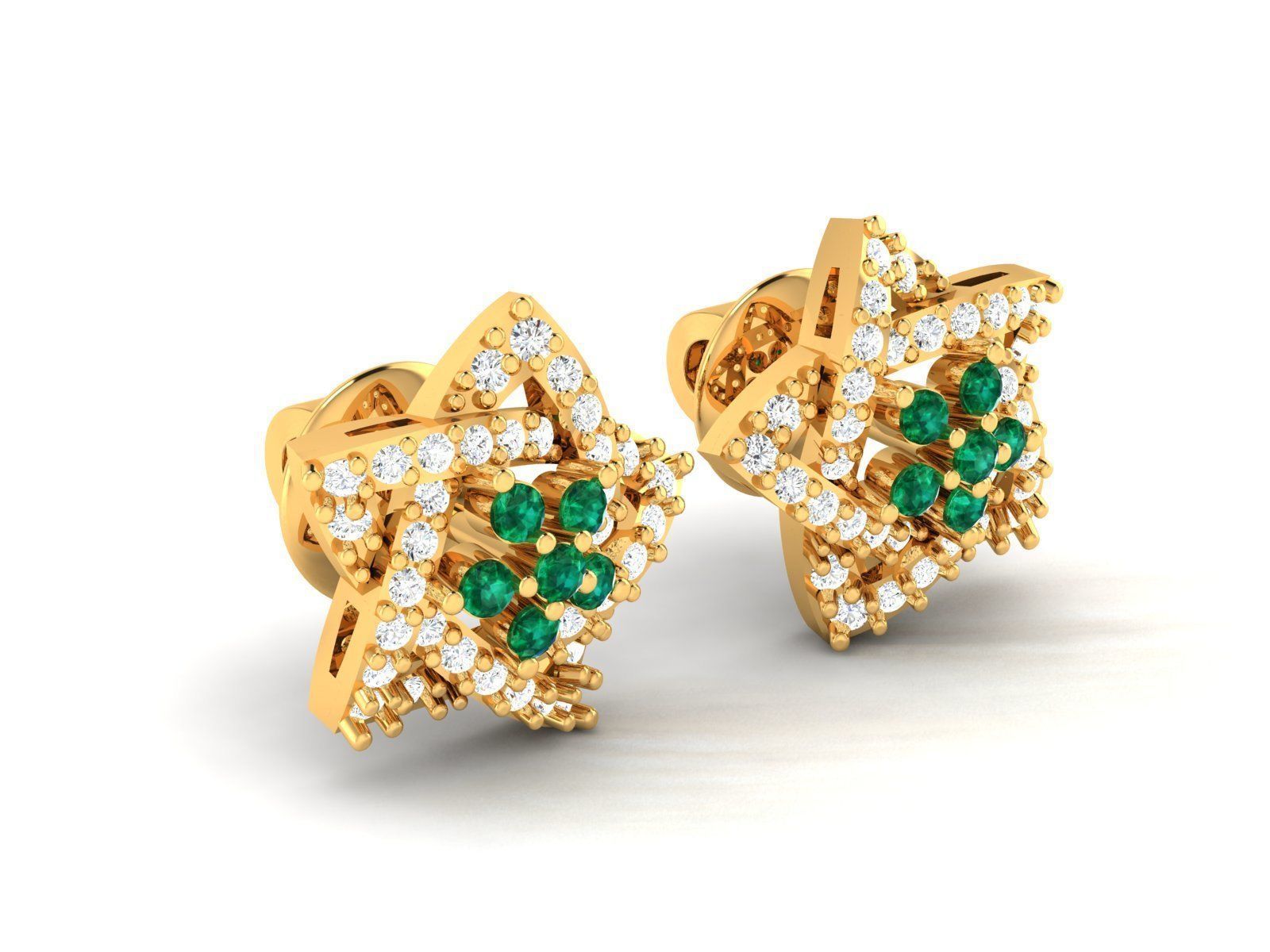 Star Studs Earrings 3dm STL FBX OBJ Render Details 3D print model_5