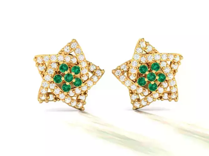 Star Studs Earrings 3dm STL FBX OBJ Render Details 3D print model