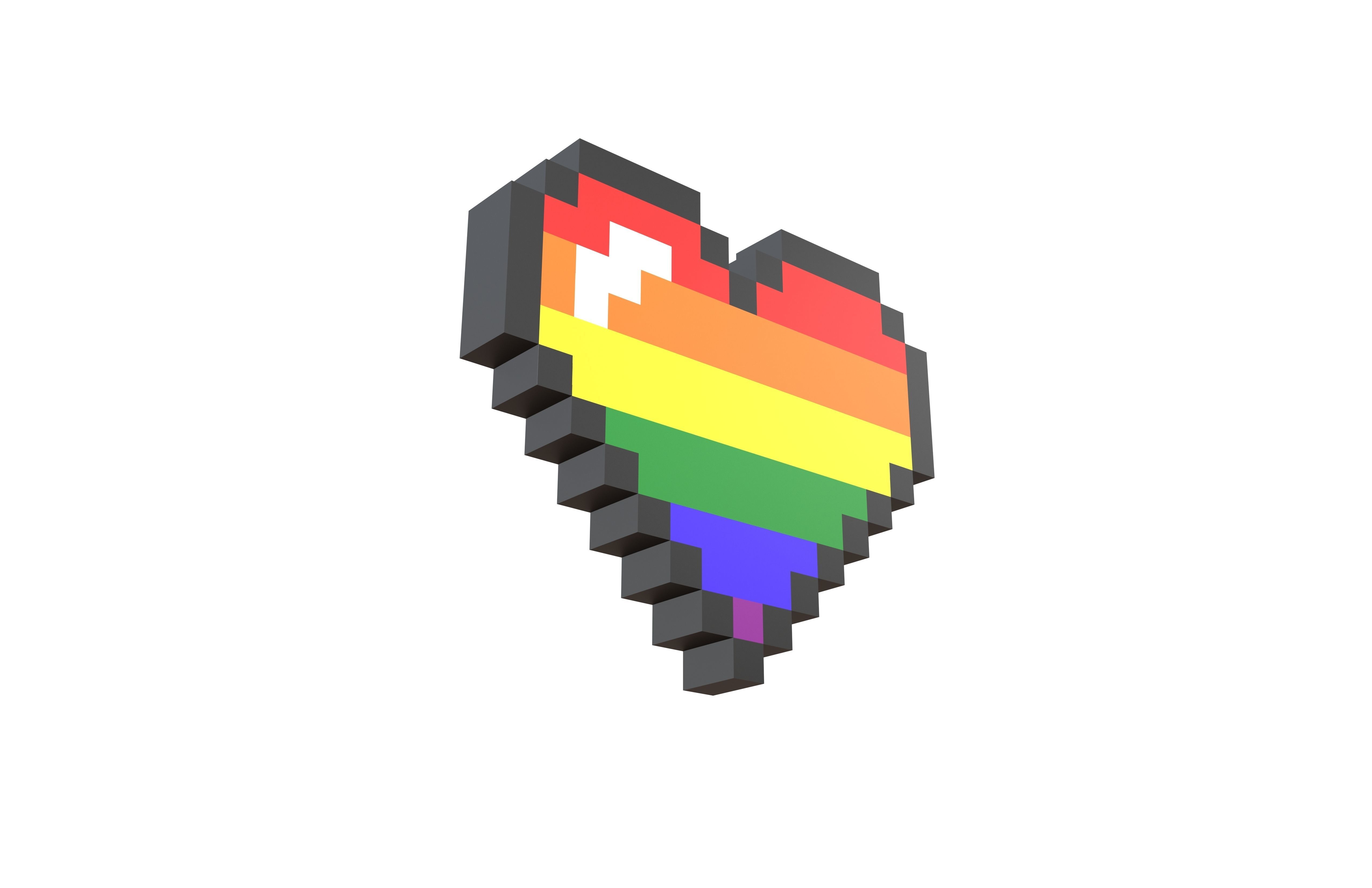 Pixel Heart Pack v1 01 Low-poly 3D model_40