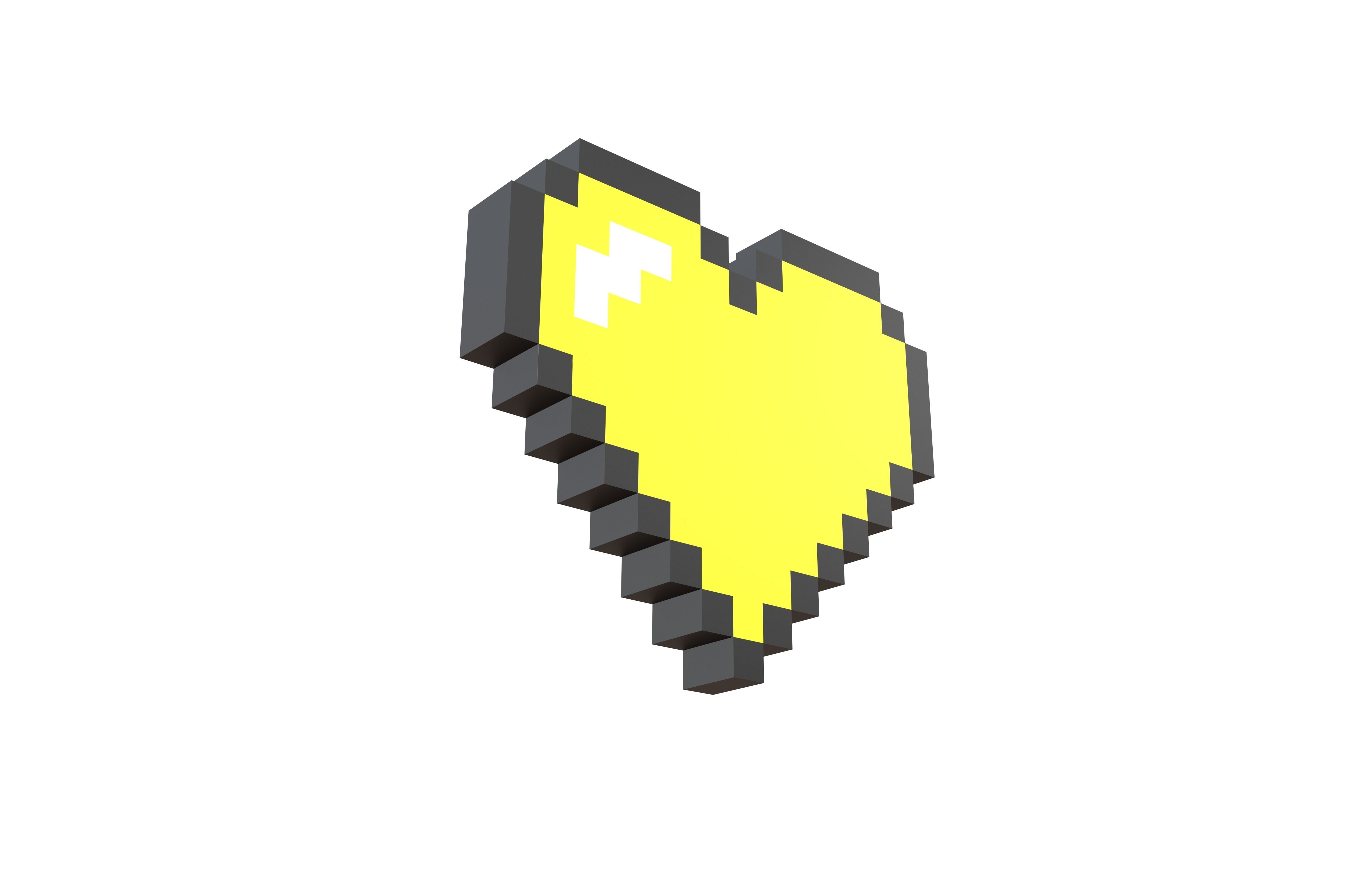 Pixel Heart Pack v1 01 Low-poly 3D model_16
