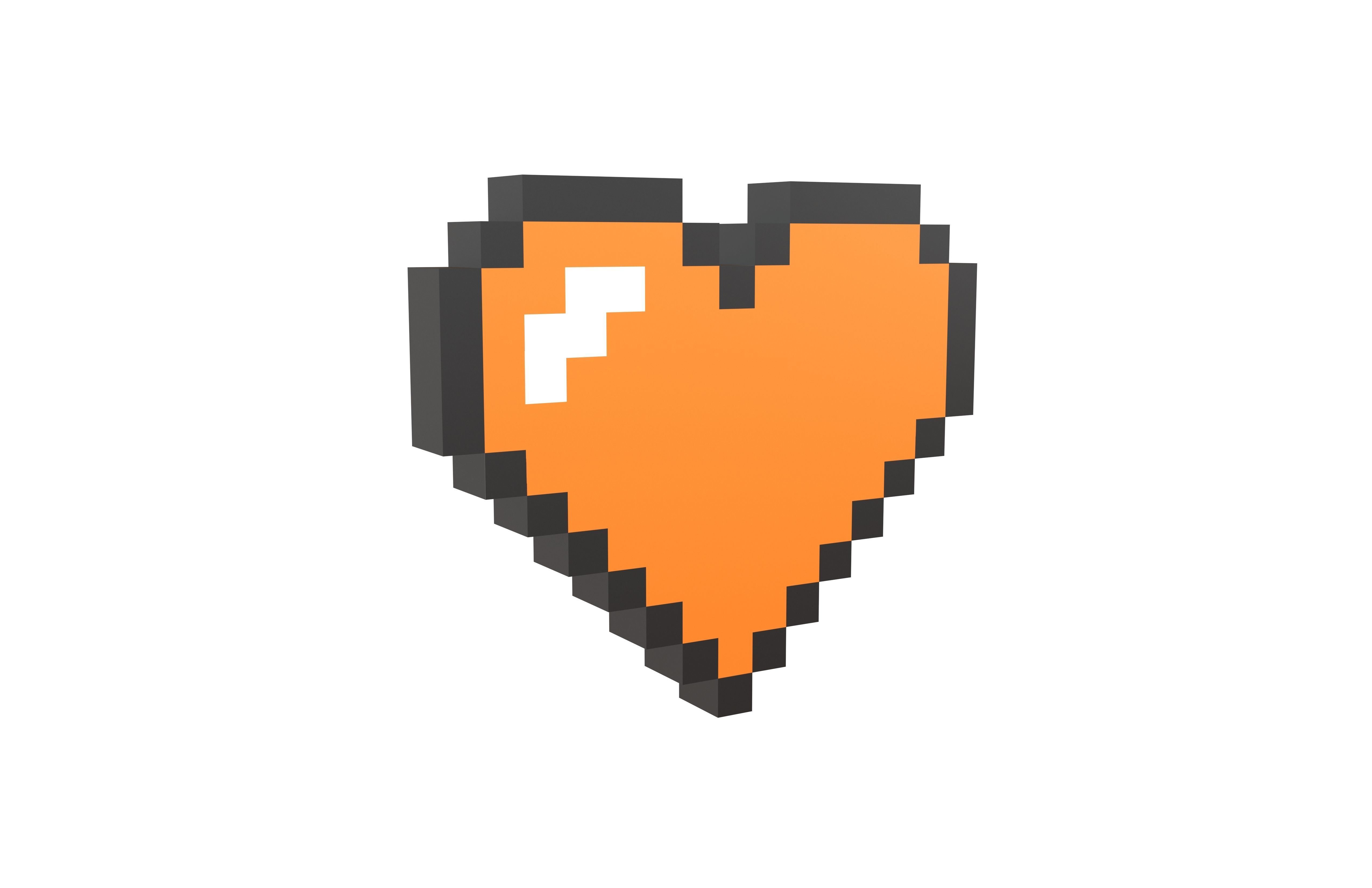 Pixel Heart Pack v1 01 Low-poly 3D model_10